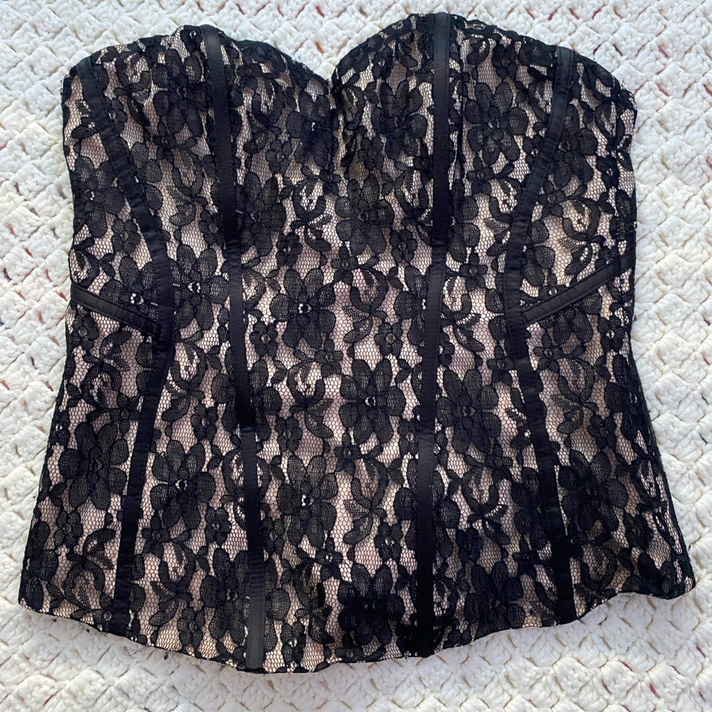 🖤GUESS BUSTIER TANK TOP-CORSET BLACK/NUDE /STRAPS THAT YOU CAN REMOVE SIZE S